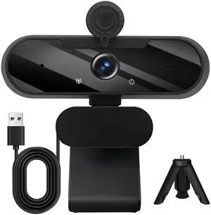 MTORED USB HD 1080P Video Webcam and Wide Angle Camera with Built-in Microphone and Rotatable Tripod,for Laptop Computer or Desktop PC,Great for Live Streaming.Calls.Video Conferencing(Black)