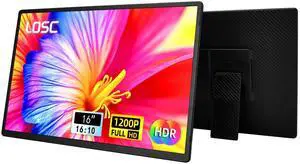 LOSC Portable Monitor for Laptop 16" - 1200P FHD Laptop Screen Extender 16:10 IPS Screen External Display with Stand Travel Monitor for PC Mac Phone Game Console