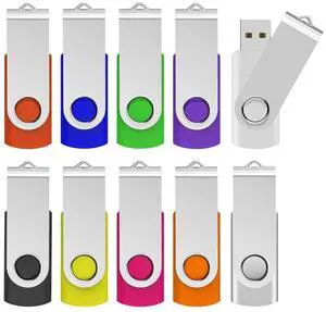KOOTION 64GB USB 2.0 Flash Drives 10 PCS Memory Stick Swivel Thumb Drives Pen Drives (Mixcolored)
