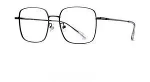 HEPTICS Square Blue Light Blocking Glasses, Lightweight Metal Frame, Black Computer Gaming Glasses, Anti Eye Strain, 135mm Width