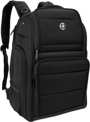 Swissdigital Design Fits 15.6 inch Large Laptop Backpack for Men and Women, Computer Bag with USB Charging Port and Vibrating Massager for Business/Travel/Commute Daily, Black | SENSOR