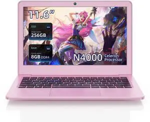 JSHIX 11.6'' Windows Laptop,Pink mini Laptop,Celeron N4000 Processor, 8 GB RAM, 256 GB Storage,11.6-inch HD Display, Windows 11, Laptop for Entertainment or Student use