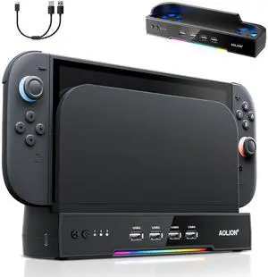 Cooling Fan for Switch 2 Dock,RGB Cooling Fan for Nintend0 Switch 2 Dock,3-Speed Adjustable Airflow,High-Efficiency Heat Dissipation, Ultra-Quiet Operation,with 4 USB HUB Ports,for Switch2 Accessories