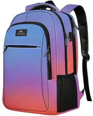 MATEIN Fashion Laptop Backpack, Slim Sturdy Travel Laptops Backpack with USB Charging Port, Anti Theft Water Resistant College Computer Bag Gift for Men & Women Fits 15.6 Inch Notebook