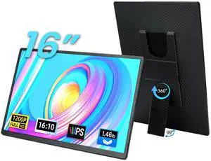 16" Portable Monitor for Laptop - 1200P FHD Laptop Screen Extender HDMI USB C HDR Travel Dual External Display with Stand Gaming Monitor for Windows MAC Computer Switch Phone Xbox PS4/5