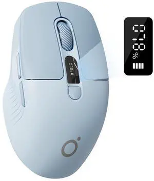 SEUNKWANG EWEADN Q1 Wireless Mouse, Bluetooth & 2.4G Silent Mouse Quiet Click with 1600 DPI Levels, Battery & DPI LED Screen Display, 6 Button Small Portable Cordless Mouse or Laptop/PC/Mac-Blue
