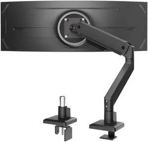 monTEK Single Monitor Arm for Max 45 Inch Ultrawide Screens Adjustable Monitor Desk Mount Holds 35 Lbs Cable Management with Clamp/Grommet Desk Mount, VESA 75/100mm, MA1007BK