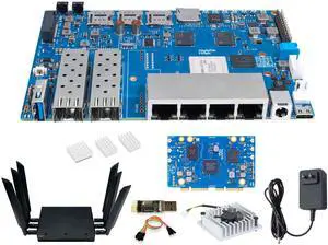 Banana Pi BPI-R4 WiFi 7 OpenWRT Wireless Dual-Band WiFi Router Board, MediaTek MT7988A (Filogic 880) SoC, 4G/5G Internet Router, 4X GbE and 2X 10GbE SFP for NAS Smart Home Gateway (8GB RAM Bundle3)