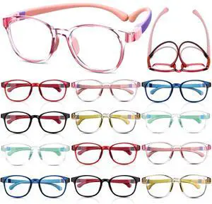 Jerify 12 Pack Blue Light Glasses for Kids, Blue Light Blocking Glasses for Boys Girls Teen Age 3-8 for Computer Phone Screen Gaming TV Anti Eye Strain Glare(Pastel Colors)