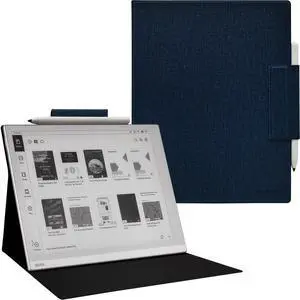 GOVTVA Magnetic Stand Case for Onyx Boox Tablet Go 10.3 (2024 Released) Ultra-Thin Lightweight Leather Cover with Magnetic Pen Buckle, Auto Sleep/Wake, Magnetic Closure (Cloth Bark Blue)