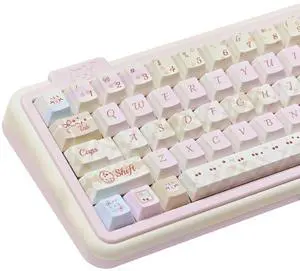 COOMICKEY Dye Sub PBT Keycaps Set 145 Keys, Cute Pink Keycap, Cherry Profile Custom Keycaps 60 65 75 100 Percent for 61/64/68/84/87/100/104/108 ANSI ISO Layout MX Switches Gaming Mechanical Keyboard