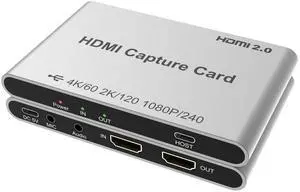 JOMOCARE HDMI Capture Card 4K 60HZ, 1080P 240HZ, for Streaming and Recording PS5, Xbox Series X/S (Silver)