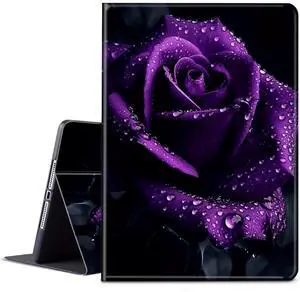 for Galaxy Tab S7 FE 5G Case 2021 Galaxy Tab S7 Plus Case 2020 PU Leather Smart Cover with Adjustable Stand & Auto Wake/Sleep Cover for Samsung Galaxy S7 FE 5G 12.4 inch - Purple Rose
