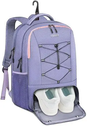 Ytonet Gym Backpack for Men Women, Gym Bag for Women Large Water Resistant Lightweight Sport Backpack Fit 15.6 Inch Laptop with Shoe Compartment Lightweight Sports Bag Casual Daypack, Purple