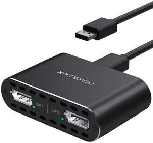 XPTSFDU DisplayPort to Dual Displayport Splitter 4K120Hz DP to Dual DP Splitter for Dual Monitors Supports Mirrored/Extended Display for Windows Only