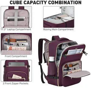 MOMUVO Travel Backpack Sets for Women,Carry On Backpack Flight Approved,Large Laptop Backpack Luggage Backpack with USB Charging Port,17.3 Inch