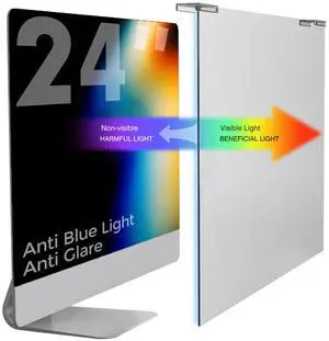 Gailac Anti Blue Light & Anti Glare Screen Protector,23-24 Inch Monitor Screen Protector for Eyes Strain,Hanging Computer Screen Blue Light Blocker for LCD TV PC Monitors(1 Pack: 23"-24" Diagonal)