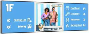 29inch Ultra-Wide Digital Signage Display, 700nits Slim 25.8mm, 6.8mm Frameless Commercial Advertising Screen Digital Menu Board for Restaurants, Retail, USB/HDMI/WiFi, Android OS Free Cloud CMS