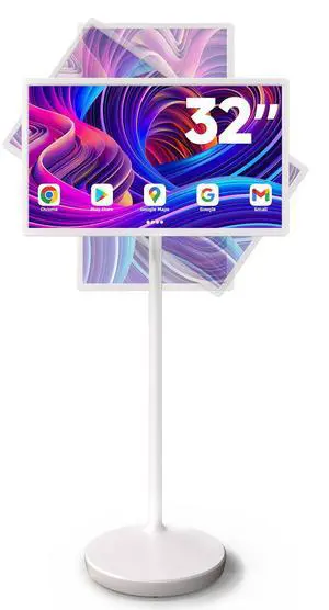 SIUT 32" Portable TV Touchscreen - 6GB RAM + 128GB Storage 1080P FHD Monitor Touch Screen Rolling TV on Wheels with Built-in 148wh Battery Android 13 OS Remote Control