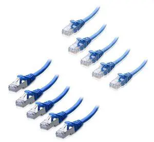 Cable Matters 5-Pack 1-Foot Snagless Short Cat6 Ethernet Cable (Cat6 Cable, Cat 6 Cable) in Blue & 5-Pack 3-Foot Cat6A Shielded Ethernet Cable