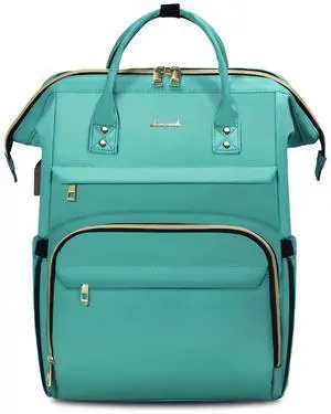 LOVEVOOK Laptop Backpack for Women,17 Inch Professional Womens Travel Backpack Purse Computer Laptop Bag Nurse Teacher Backpack,Waterproof College Work Bags Carry on Back Pack with USB Port,Mint Green