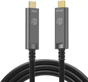 YSerendept 50ft USB C to USB C Cable Fiber Optic,Long Extension 10Gbps High Speed Data Transfer,Compatible with Webcams, Cameras,Gaming Consoles,Hubs,HDDs,VR AR,Grey