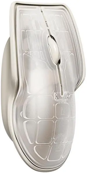 LUNAR ARTEFACTS Ambidextrous Rechargeable Bluetooth Wireless Computer Mouse White Translucent with White Powder Coated Aluminum, USB-C