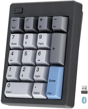 Wireless Mechanical Number Pad, Bluetooth 5.0&2.4G Wireless Dual Mode Hot Swappable Numeric Keypad,17 Keys Gasket Numpad, Ten-Key with PBT Keycaps for Laptop/PC/TKL Keyboards(Black, Linear Switch)
