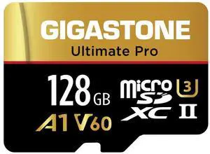 [5-Yrs Free Data Recovery] GIGASTONE 128GB Micro SD Card, Ultimate Pro, MicroSDXC Memory Card for Camera, R/W up to 280/100 MB/s, UHS-II U3 A1 V60 C10, with Adapter