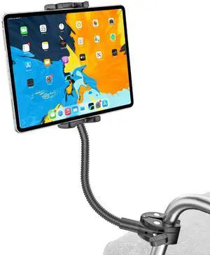 Wukanleng Tablet Holder for Wheelchair Arm [Pro Version] Long Arm Gooseneck Electric Wheelchair Tablet Mount Clamp for iPad Pro12.9 11 Air Mini, Galaxy Tab, iPhone, 4-13" Device