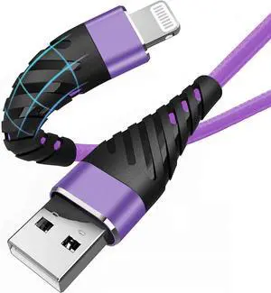 (2 Pack) Long iPhone Charger 6ft for [MFi Certified],CyvenSmart 6 Foot Lightning Cable Fast Charging Cord 6 Feet for iPhone 12/12 Pro/11/11 Pro/11 Pro Max/XS/XS Max/XR/X/8/8 Plus/7/7 Plus/6 Lavender