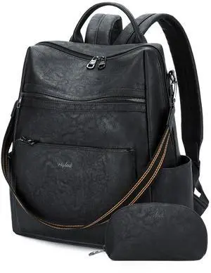 AGLOD Vegan Leather Laptop Backpack for Women 15.6 Inch Work Backpack Purse for Travel College