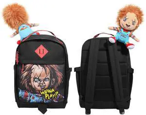 Chucky 17.5" Black adult Backpack With Plush Character Charm