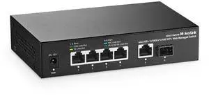 MokerLink 10G Easy Web Managed Switch, 4x2.5G, 1x10G RJ-45 Base-T, 1x10G SFP, Support LACP/VLAN/QOS/IGMP, Metal Web Managed Fanless Network Switch