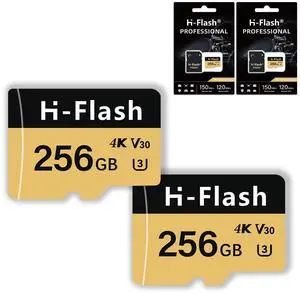 SD Card Adapter, Mini Memory Card High Speed Up to 150MB/s,A1 V30 U3 4K C10 TF Card for Tablet/Mobile Phone/Camera/Car Audio/Game Console (256GB x2, 256)