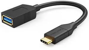 CableCreation 2-Pack USB Female to USB C Adapter 0.5FT/0.15m, Braided USB C to USB A Female Adapter OTG 5Gbps Data, USB A to C Cable for MacBook Pro Air, Galaxy S22, S22 Ultra, S20 etc, Black