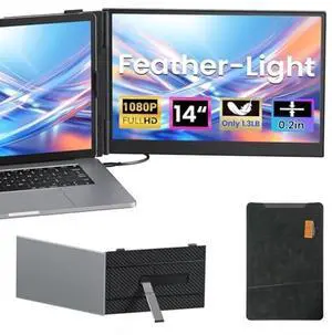 Vixtan Laptop Screen Extender, 14" FHD 1080P Portable Dual Monitor, Ultra-Thin 1.3lbs Plug & Play for 13"-17" Laptops