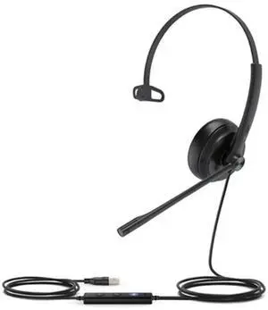 Yealink UH34 Lite Professional USB-A, Plug & Play Monaural Corded Headset with Noise Cancelling Microphone, in-line Controller and Soft Foam Ear Cushions (Optimised for Microsoft Teams)  Black