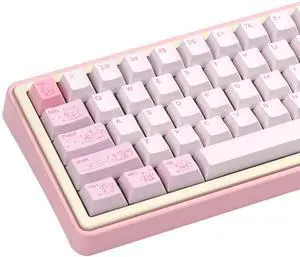 TIMSEKER Minimalist Cute Pink Keycap, PBT Cherry Profile Custom Key Cap for Mechanical Gaming Keyboard, 130 Keys Dye Sublimation Keycap Set