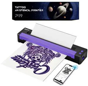 Bagana Tattoo Stencil Printer, Bluetooth Thermal Wireless Portable Temporary Tattoo Transfer Printer Machine Kit Compatible with Tablet,Smartphone & PC