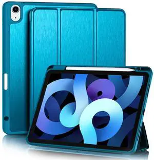 Akkerds Compatible with iPad Air 11 Inch Case 7th/6th Generation (M3/M2) 2025/2024, for iPad Air 5th/4th Generation Case 10.9 Inch 2022/2020 with Pencil Holder[Auto Sleep/Wake], PeacockBlue