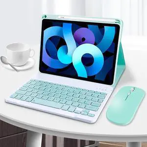 kaitesi Keyboard Case Mouse for iPad A16 (11th Gen,11")/ iPad 10th Generation 2022 10.9" Case with Magnetically Detachable Color Keyboard and Mouse Folio Cover (Mint Green)