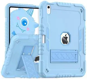 ZoneFoker for iPad (A16) Case 11th Generation 11 inch 2025 / iPad 10th Gen 10.9 inch 2022, Heavy Duty Durable i Pad 11/10 Gen Cover with Pencil Holder/Stand for Kids (Light Blue)