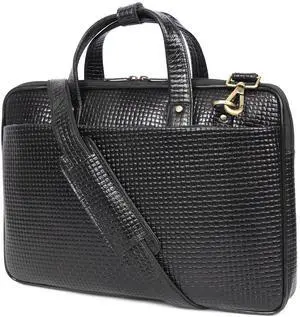 Leder Luxus 16 inch Laptop Bag for Men, Vintage Leather Shoulder Office Crossbody Bag With Adjustable Straps (50 Inch) Metal Grip With 2 Zipper Pockets, 2 Inner Spacious Compartments, (Classic Black)