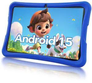 10.1 Inch Kids Tablet Ages 8-15, Android 15 Tablet for Kids,6G+32GB up to 128GB,6000mAh Battery,Dual Camera,WiFi,BT 5.0,Best Electronics Tablets Gift for Kids,Shockproof Protective Case (Blue)