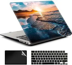AMCJJ Compatible with MacBook Pro 14 Inch Case 2023/2022/2021 Release M3 A2918 A2992/M2 A2779/A2442 M1 Pro Max Chip, Plastic Hard Shell Case & Keyboard Cover & Screen Protector - Beach Sunset