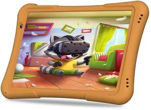 PRITOM 10 inch Kids Tablet Android 14 Tabletas 32GB, Quad-Core, 6000mAh, Large HD IPS Display, WiFi 6, Dual Camera, Bluetooth, Toddler Tablet for Kids Age 3+, Yellow