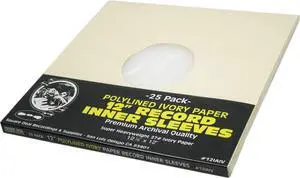 12 Premium Ivory Polylined Record Inner Sleeves - Archival Quality, Heavyweight Paper & Plastic - 12IAIV (25)