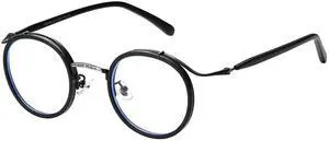 Dollger Blue Light Blocking Glasses for Man Steam Punk Style, oversize Retro Men Round Frame Computer BlueLight Glasses
