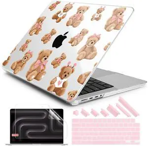 DONGKE Case for M5 MacBook Pro 14 inch 2025 2024-2021 M4 M3 M2 M1, Plastic Hard Shell Cover Compatible with A3434 A3112 A3401 A3185 A2992 A2779 A2442, Retina XDR Display & Touch ID, Cartoon Bears